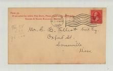 Mr. C. D. Elliot civil Eng. Oxford St. Somerville, Mass, Perkins Collection 1861 to 1933 Envelopes and Postcards